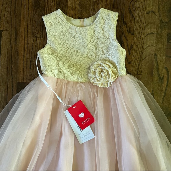JJ's House Flower Girl Dress in Pink Tulle and Ivory Lace - Size 5 - NWT - Picture 4 of 13